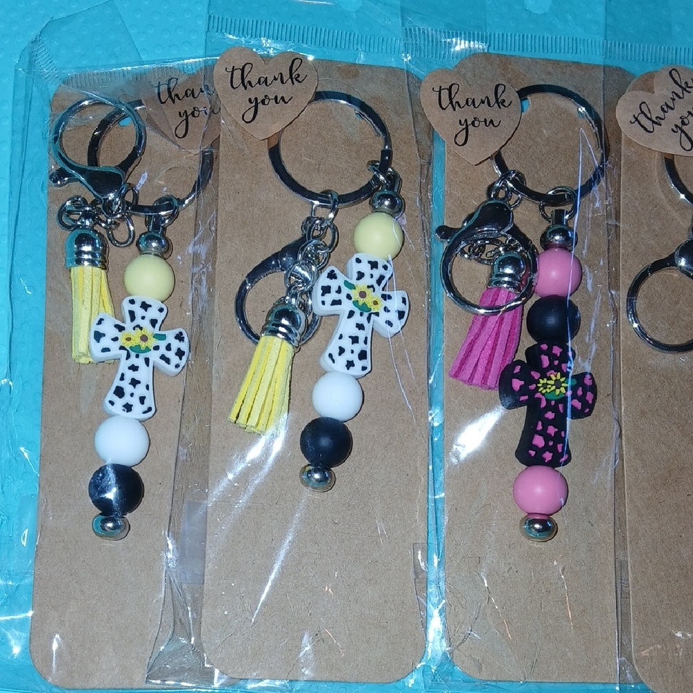 Colorful Cross Keychain Set